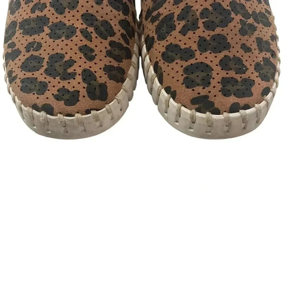 Ilse Jacobsen Leather Slip On Shoes Flats Loafers Leopard Print Size 40 - Picture 4 of 11
